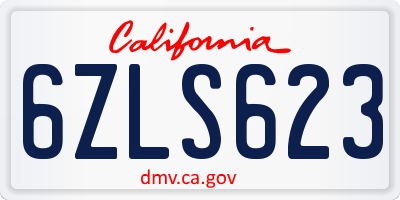 CA license plate 6ZLS623