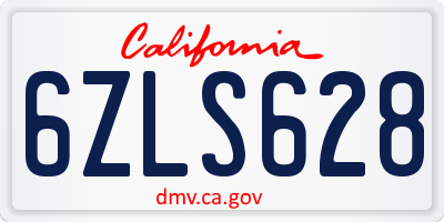 CA license plate 6ZLS628