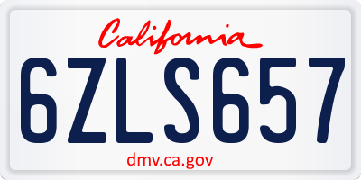 CA license plate 6ZLS657