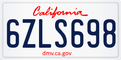 CA license plate 6ZLS698