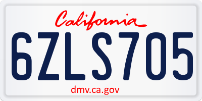 CA license plate 6ZLS705