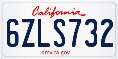 CA license plate 6ZLS732