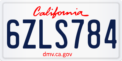 CA license plate 6ZLS784