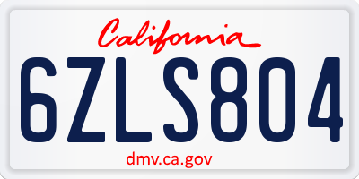 CA license plate 6ZLS804