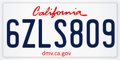 CA license plate 6ZLS809