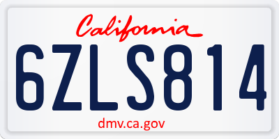 CA license plate 6ZLS814