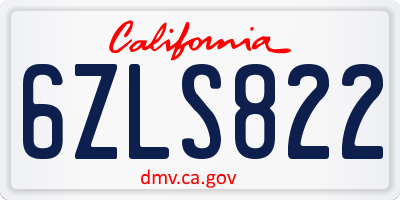 CA license plate 6ZLS822