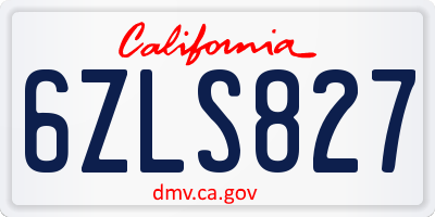 CA license plate 6ZLS827