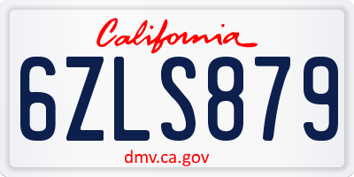 CA license plate 6ZLS879