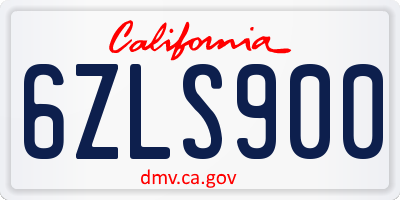 CA license plate 6ZLS900