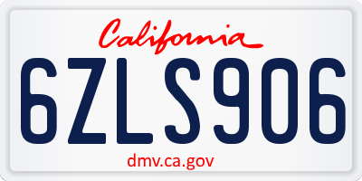CA license plate 6ZLS906