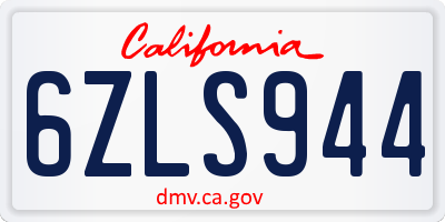 CA license plate 6ZLS944