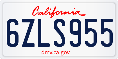 CA license plate 6ZLS955