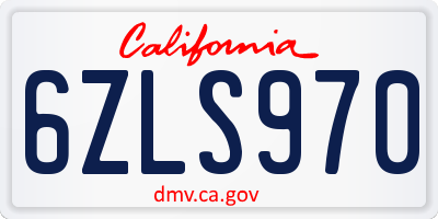 CA license plate 6ZLS970