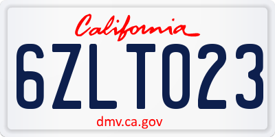 CA license plate 6ZLT023