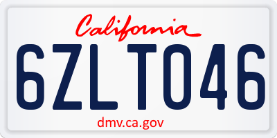 CA license plate 6ZLT046