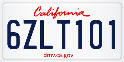CA license plate 6ZLT101