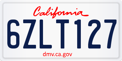 CA license plate 6ZLT127