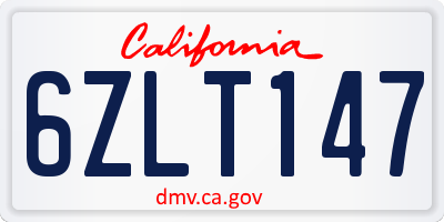 CA license plate 6ZLT147