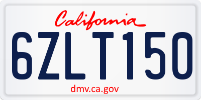 CA license plate 6ZLT150