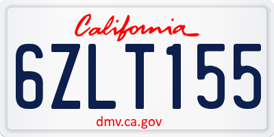 CA license plate 6ZLT155