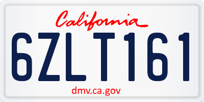CA license plate 6ZLT161