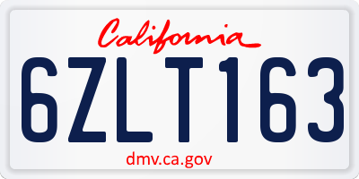 CA license plate 6ZLT163