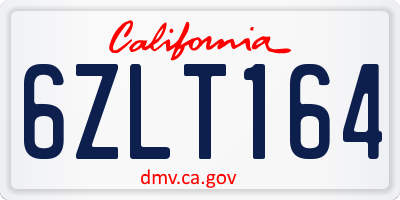 CA license plate 6ZLT164