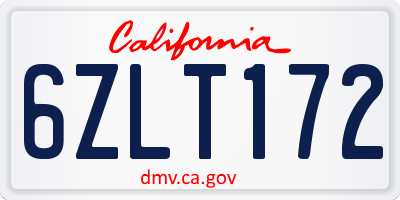 CA license plate 6ZLT172