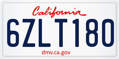 CA license plate 6ZLT180