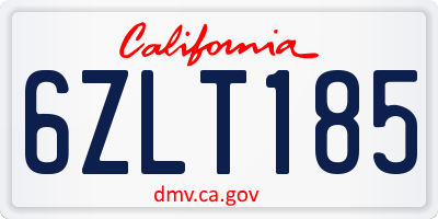 CA license plate 6ZLT185