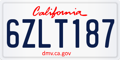 CA license plate 6ZLT187