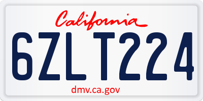 CA license plate 6ZLT224