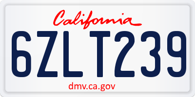 CA license plate 6ZLT239