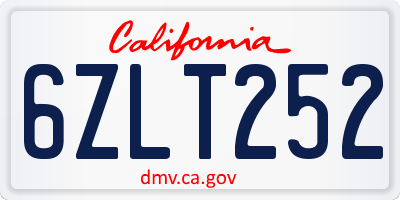 CA license plate 6ZLT252