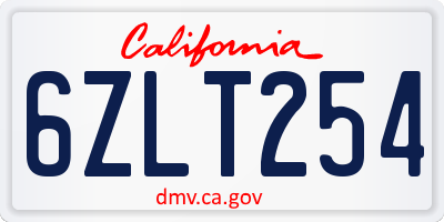 CA license plate 6ZLT254