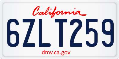 CA license plate 6ZLT259