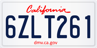 CA license plate 6ZLT261