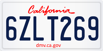 CA license plate 6ZLT269