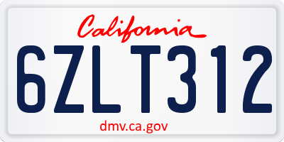 CA license plate 6ZLT312