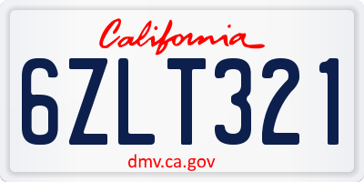 CA license plate 6ZLT321