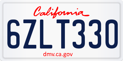 CA license plate 6ZLT330