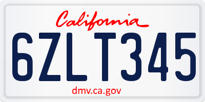 CA license plate 6ZLT345