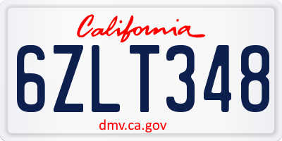 CA license plate 6ZLT348