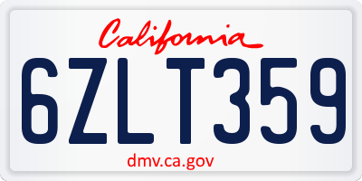 CA license plate 6ZLT359