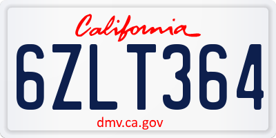 CA license plate 6ZLT364