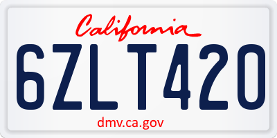 CA license plate 6ZLT420
