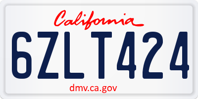 CA license plate 6ZLT424