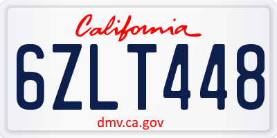 CA license plate 6ZLT448