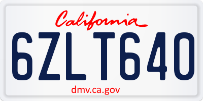 CA license plate 6ZLT640